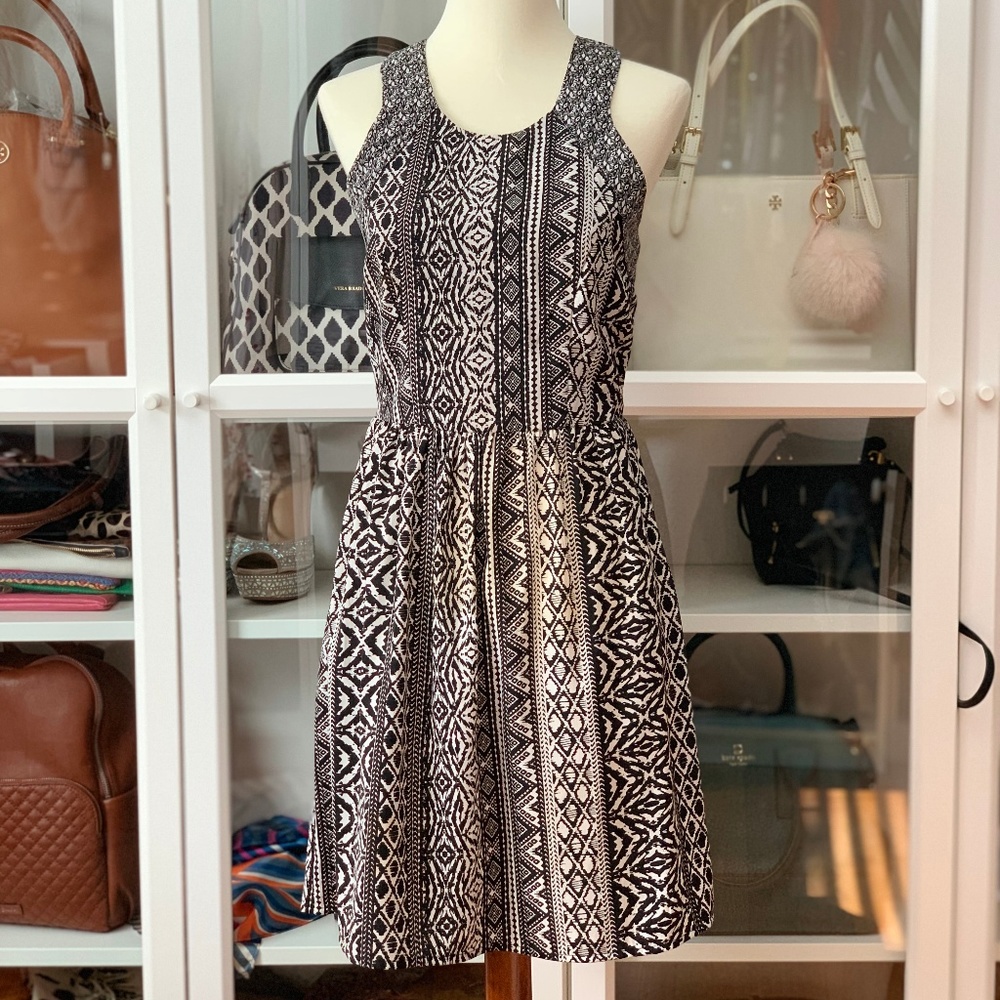 Printed Black and White Dress